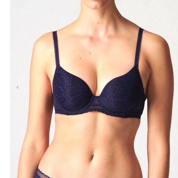 NWT Simone Perele 36D Bra Full Coverage Navy Blue 'Comete Moulded Underwire' - Picture 3 of 14